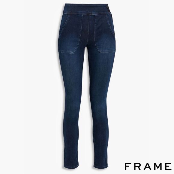Frame **NWT** Le Francoise High-Rise Button-Trimmed Skinny Jeans in Paton Blue - Picture 2 of 9